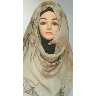 Mariam Hijab- Cream Flower Print